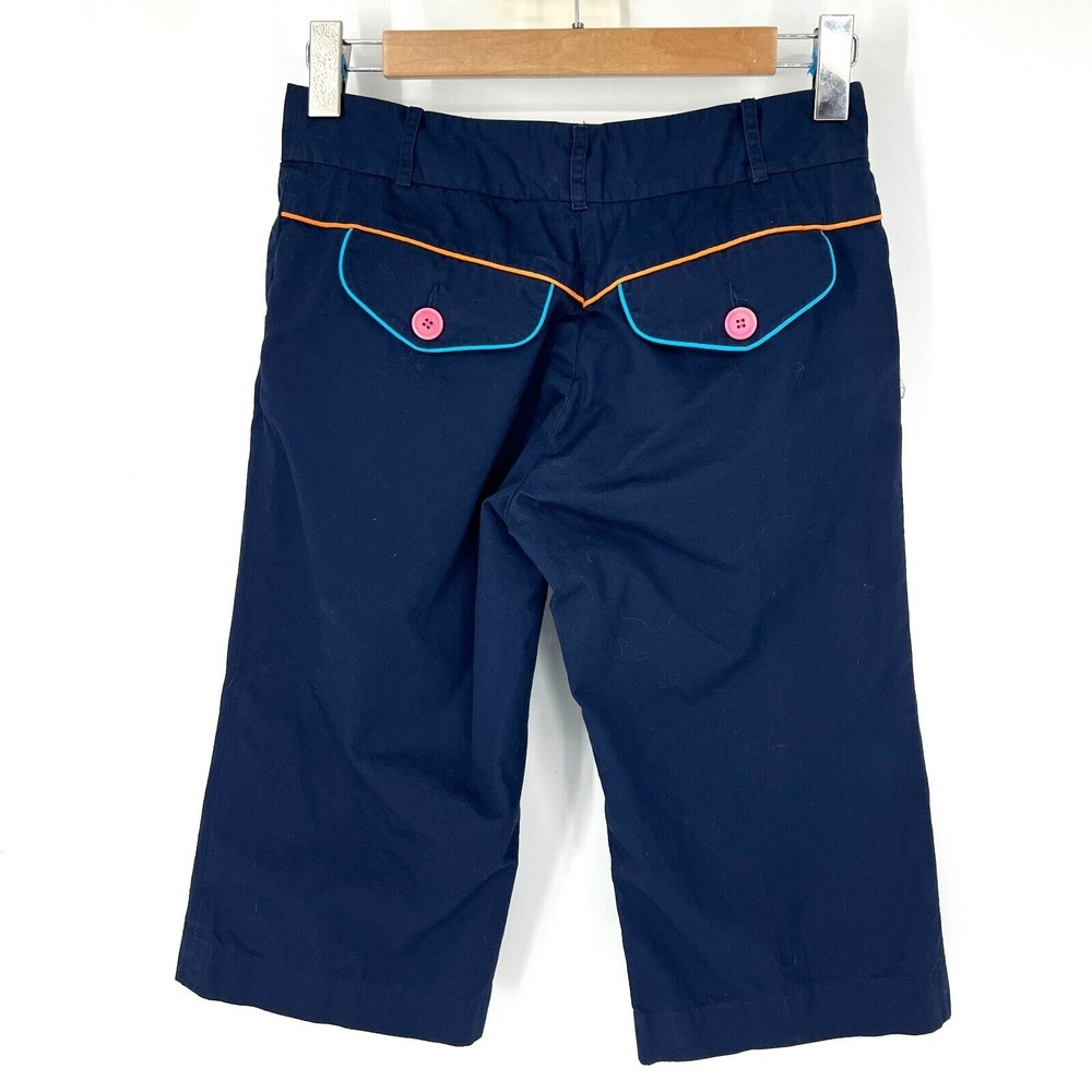 BCBG MAXAZRIA Collection Wide Leg Capri Chino Pants Womens Size 6 Navy‎ Blue